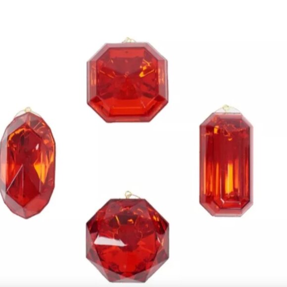 4 Piece Set Jewel Ornament Set Acrylic Gems Christmas Decor Choose Color - Picture 13 of 16